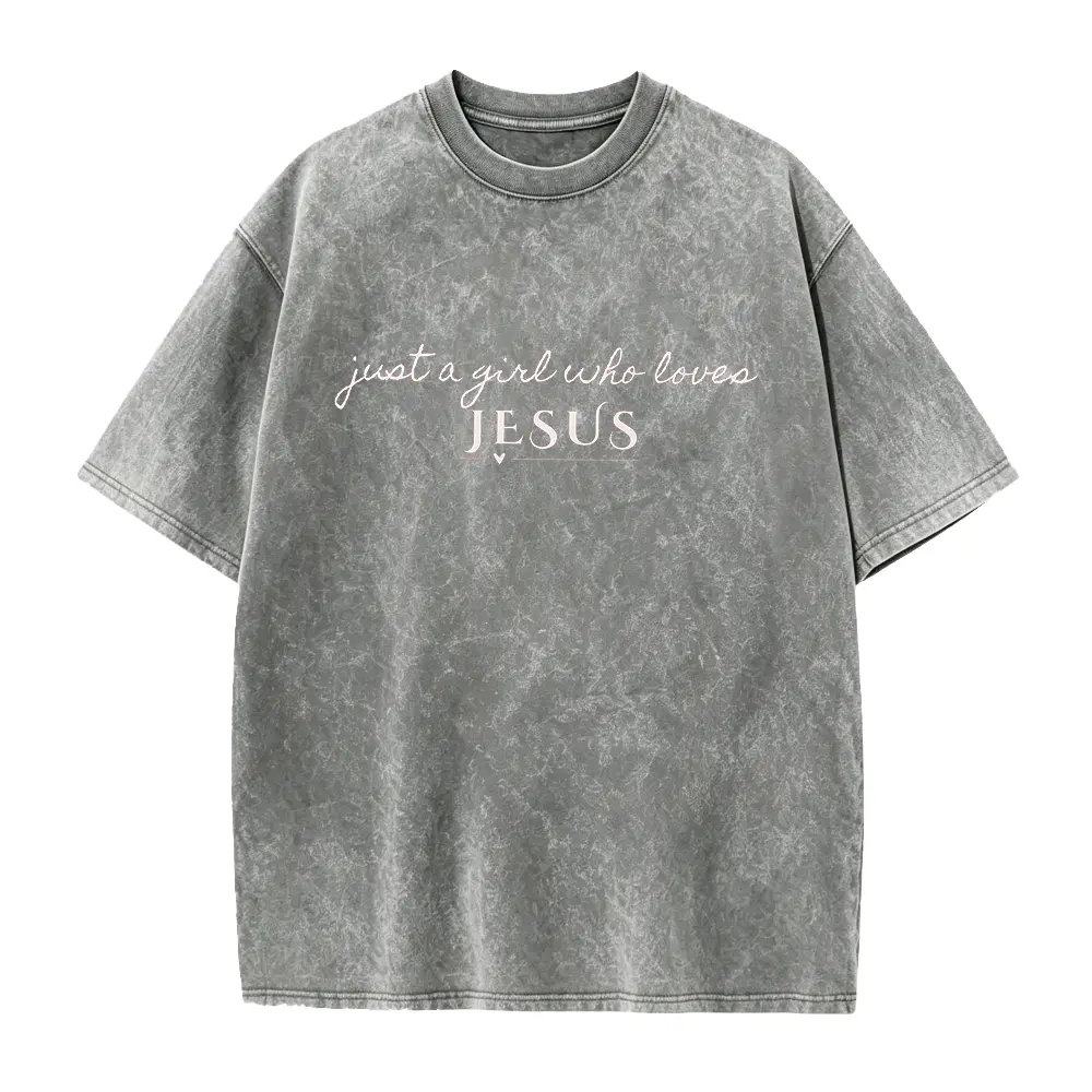 Christian Shirt: "Just a Girl Who Loves Jesus" Minimalist Tee