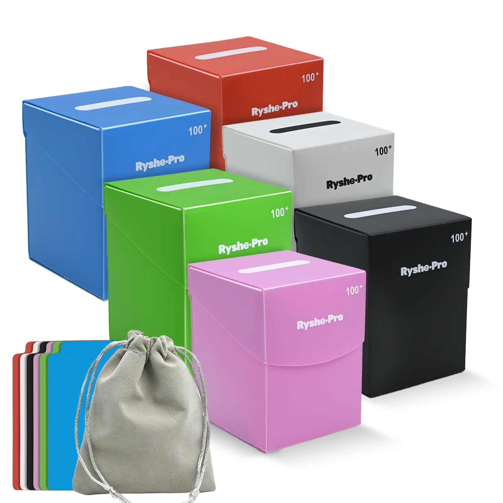 6 Pack Large Card Deck Boxes with 6 Dividers & 1 Dice Bag, Fits 100+ Double- Sleeved Standard Game Cards, Bulk Trading Card Storage Organizer Plastic  Cases for MTG TCG Sports Cards, Colorful - TikTok Shop