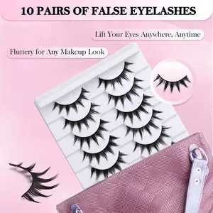 Zephoco 3D Lightweight False Eyelashes Natural Realistic Thin Comfortable Easy to Wear Daily Portable Long-lasting Stylish Contact Lenses Beautiful Big Eyes