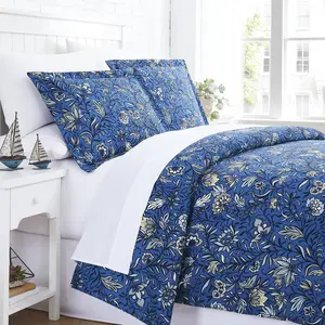 Blooming Blossoms Breathable Floral Duvet Cover Set - Queen Size Option with 4 Insert Ties, Floral Bedding Set, Queen Bedding Sets