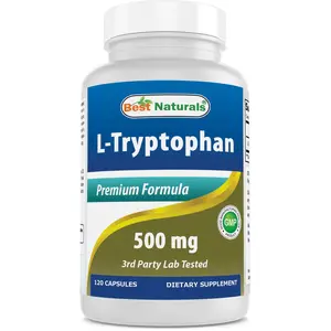 Best Naturals L-Tryptophan 500 mg 120 Capsules Premium Formula Non-GMO Gluten-Free 3rd Party Lab Tested Dietary Supplement