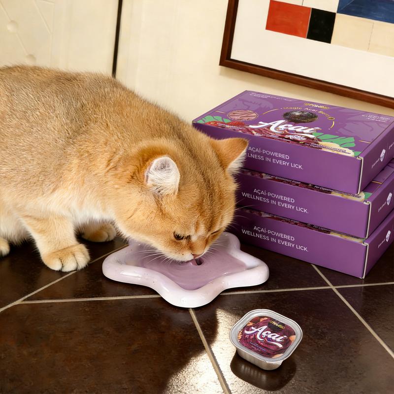 Pawbio Acai Superfood Mousse for Pets Digestive Support Goat Cheese Flavor 12 Cups for Dogs & Cats Irresistibly Tasty with Real Goat Cheese & Açaí Berry