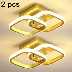 Modern Ceiling Light Set, Square Shape LED Lighting Fixture Home Decor Light for Bedroom Living Room Hallway Kitchen Bathroom, Pack of 2