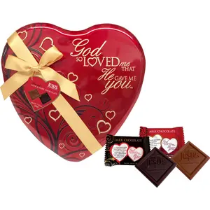 God So Loved Me, That He Gave Me You Milk & Dark Chocolate Large Heart Tin, 20 Pieces