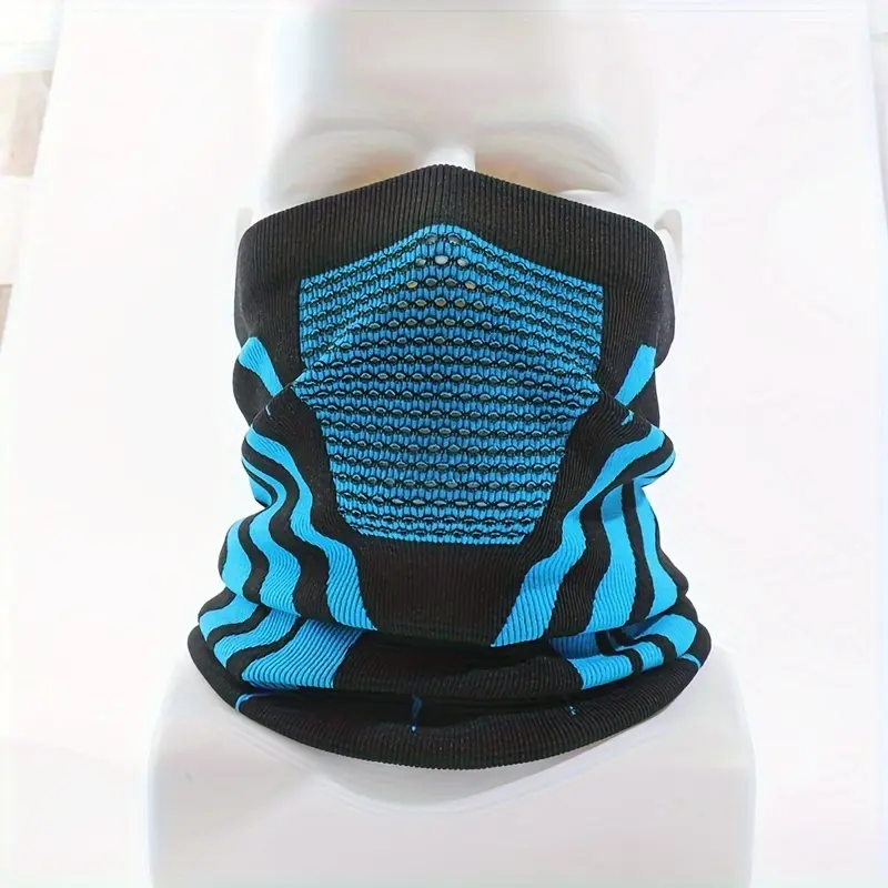 Striped Polyester Balaclava Face Mask, Unisex Knit Winter Hat with Adjustable Toggle, Warm and Wind-Resistant for Skiing and Outdoor Sports, Stripes, Halloween, Knit Fabric, Toggle Closure