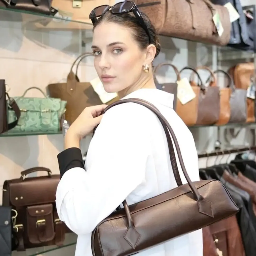 Le Teckel Brown Leather Underarm Bag