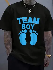Baby Shower Team Boy Baby Party Footprints Gender Reveal T T Shirt Women's Men's Graphic Tee Causal Tops Fashion TT Shirt Short Sleeve T T Shirt Breathable Sweat Wicking and Soft Suitable for Daily Commutes Lounging at Home and Casual Wear.2026 New
