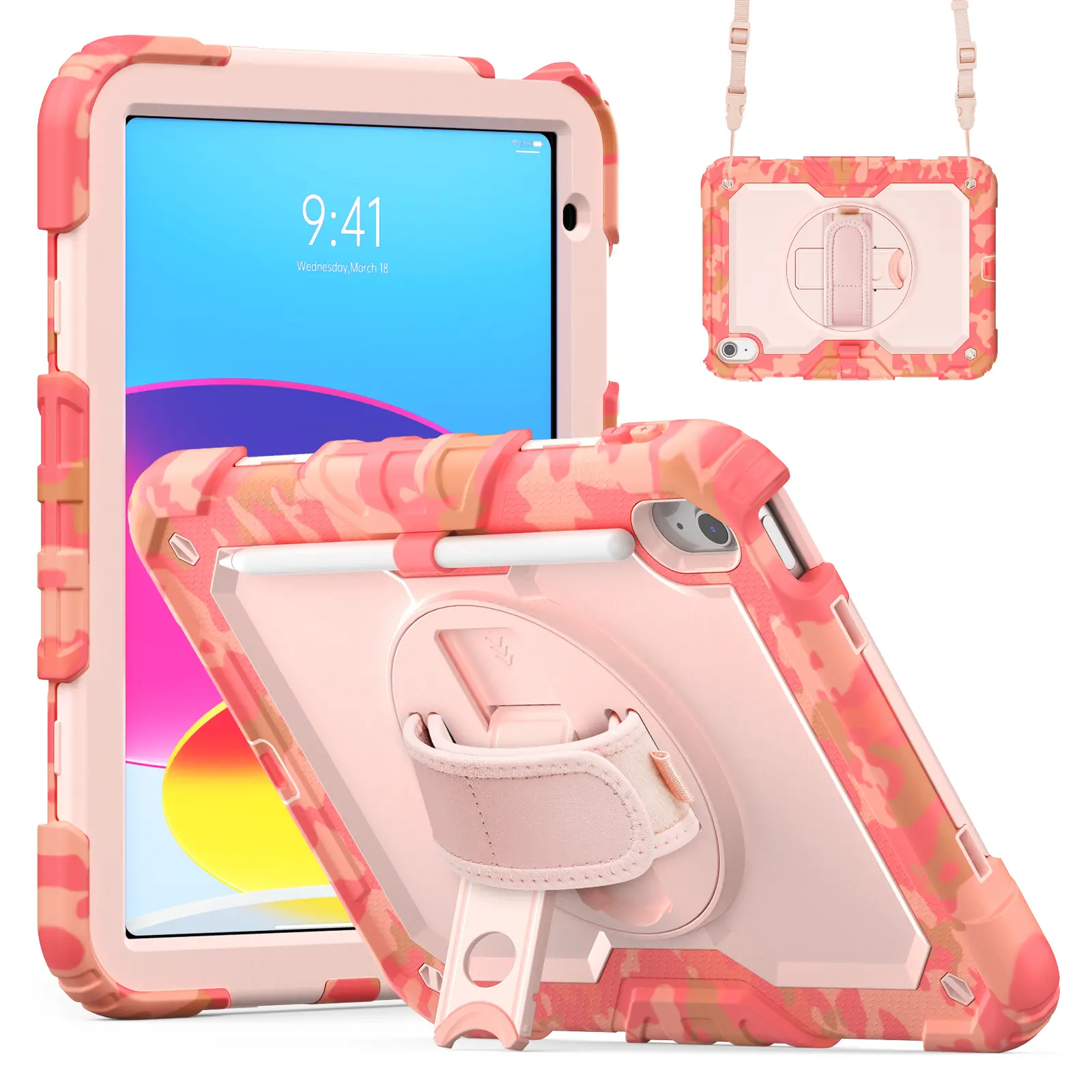 SUODUSI for IPDA Air 8/7 11 13 Inch M4 3 2026/Ipad 12th(A18)/11th(A16)/10th/mini7(A17pro)/6/Pro M4 2025 shockproof protective case with screen protector 360 degree rotating bracket pen slot Cover Cover Cover