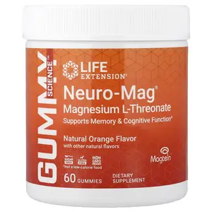 Life Extension Neuro-Mag®, Magnesium L-Threonate, Natural Orange, 60 Gummies (36 mg per Gummy)