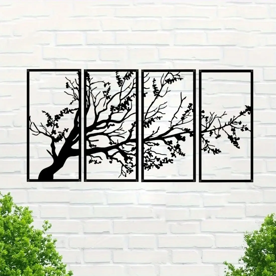 4pcs/set Metal Wall Art, Tree Of Life 4 Pieces, Tree Pattern Design, Metal Tree Wall Art, Tree Sign, Metal Wall Decor, Interior Decoration