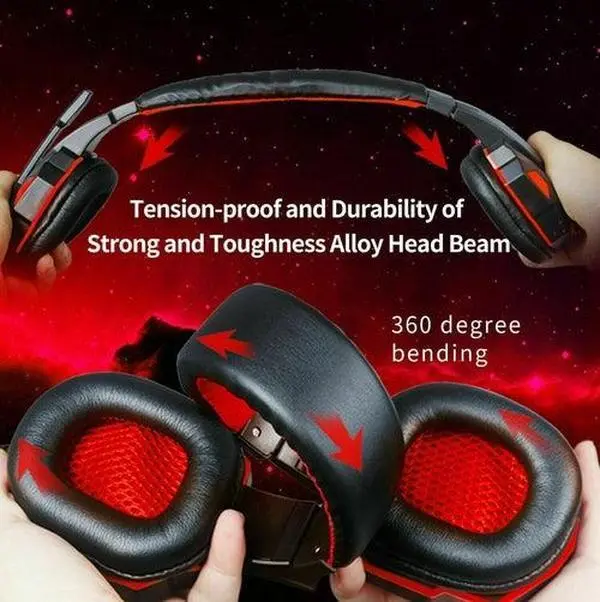 3.5mm Gaming Headset Mic LED Headphones Stereo Bass Surround For PC Adjustable Alloy Aluminium Audio Cable Cord