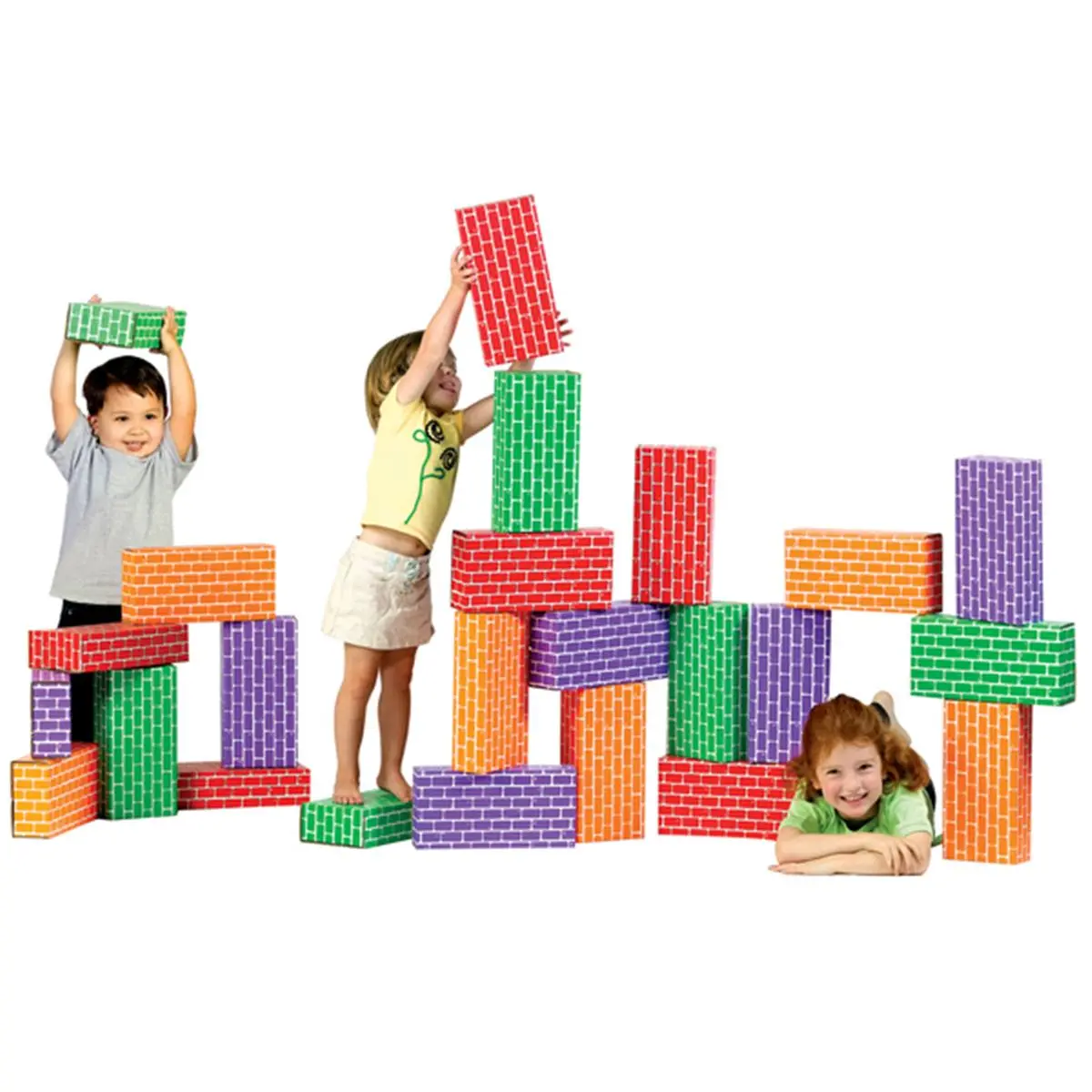 212 MAIN 24-Piece Giant Rainbow Recycled Cardboard Block Set - Interactive Cat Toys, 12x6x3 Size Blocks, Smooth Water-Resistant Coating, Easy Cleanup, Suitable for 18 Months and Up, 12 X 6 X 3, Interactive Toys, Giant Blocks, Easy Clean Ups