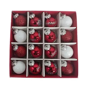 Red and White Glass Mini round Christmas Ornaments, 1", 16 Count, by Holiday Time DAR KEI INTERNATIONAL CO LTD
