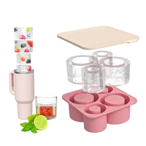 Large Silicone Ice Cube Tray for 20-30-40 oz Tumbler Cup, Slow Melting Ice Mold with Lid, Easy Release Ice Maker