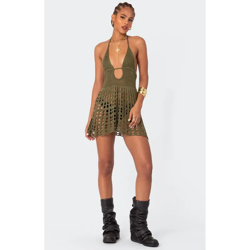 slim fit dress slacks Edikted Mono Face Print Mini Dress main image 0