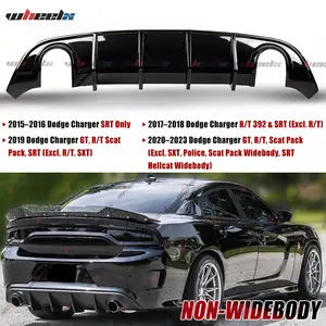 For 2015-2023 Dodge Charger SRT/GT/R/T Scat Pack | NON-WIDEBODY ONLY Gloss Black Rear Bumper Diffuser | Vortex Style | PP Material #spk