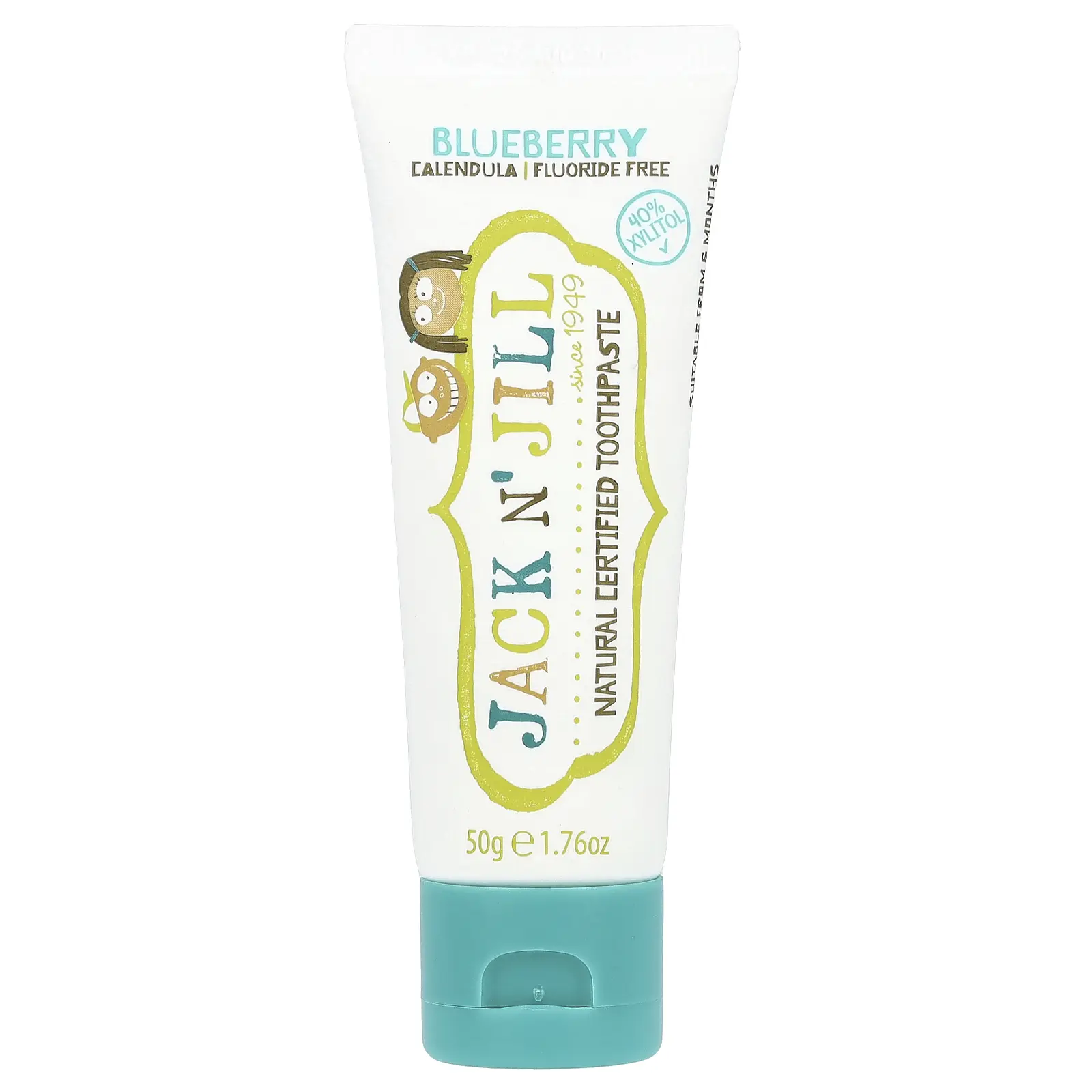 Jack n' Jill Natural Certified Toothpaste, 6 Months+, Blueberry, 1.76 oz (50 g)