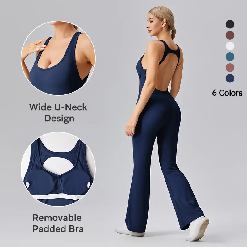 Airfree Women's Backless Jumpsuits Stretchable Activewear Breathable Fabric for Petite & Plus Size Minimalist Comfort Outfits