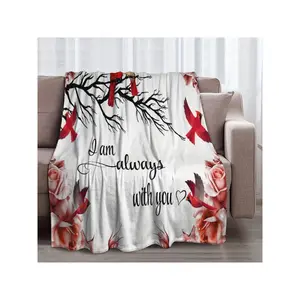 1pc Cardinal Memorial Blanket Gifts For Lover, Fannel Fleece Throw Blanket Super Soft Throws Blanket For Bed Couch Sofa, I Am Always With You-30*40in
