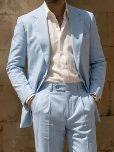 Men's 2-Piece Linen Suit Summer Wedding Formal Party Event Tuxedo Elegant Casual Business Formal Wear SpringStatements Modern Style Long Sleeve