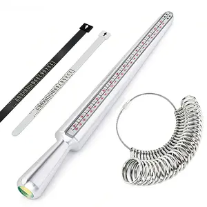 Alloy Ring Sizer Measuring Tool Set - US/UK Size Ring Mandrel, Ring Gauge & Finger Sizer for Jewelry Making, Ring Sizing & Resizing