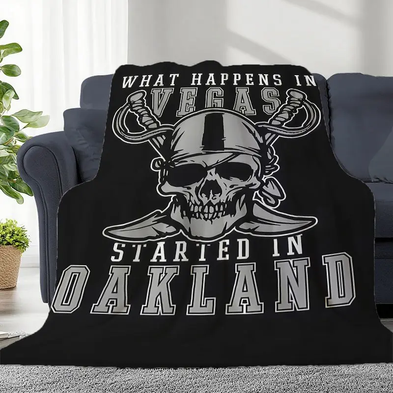 Las-Vegas-Raiders Flannel Blanket - Soft, Warm & Cozy All-Season Throw with Skull & Crossbones Design, Perfect for Home, Office, Car, Camping, Naps, and Gifts - Ideal, For Christmas, Halloween, And More, Blanket For Bed, Durable Material - Christmas Gifts