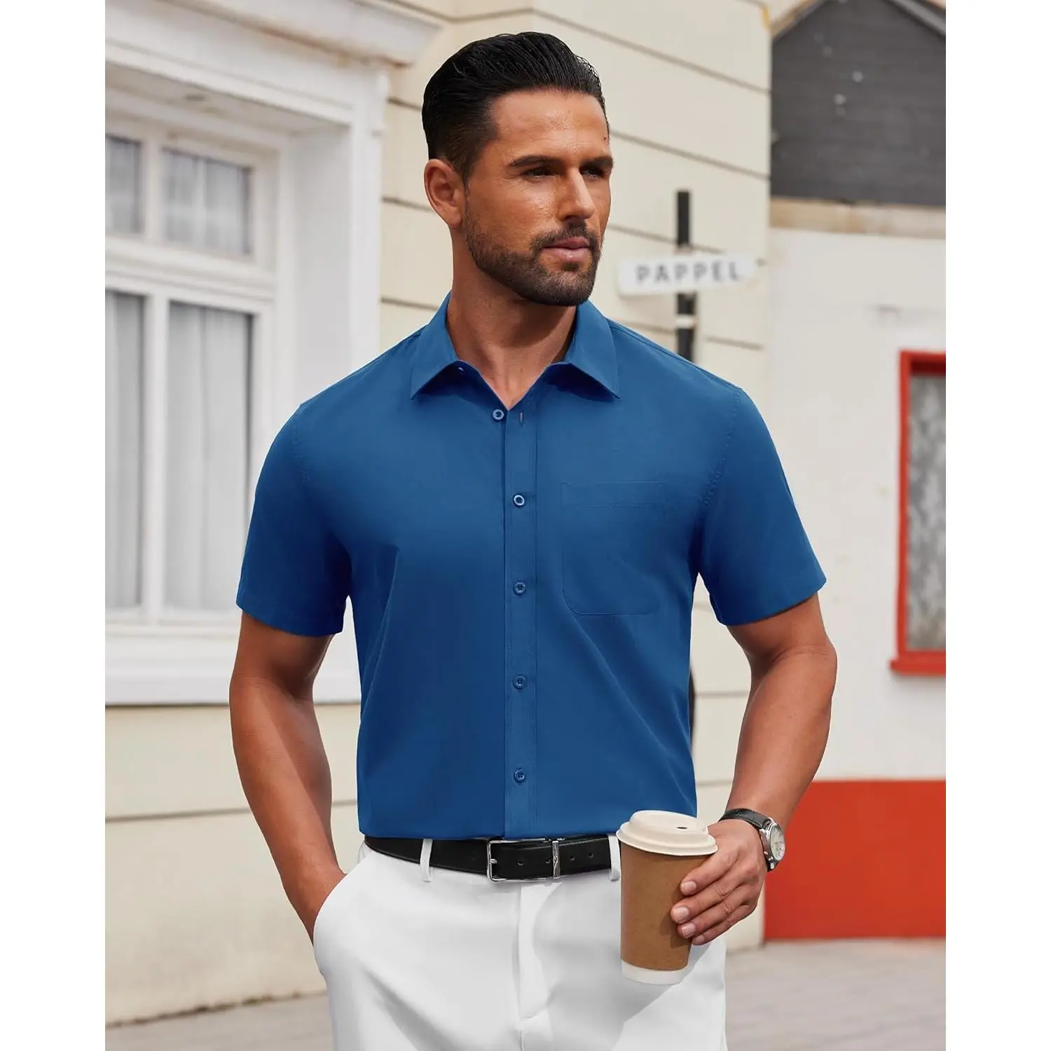 men's short sleeve dress shirts wrinkle free UNTUCKit | Wrinkle-Free Short-Sleeve Petrus Shirt