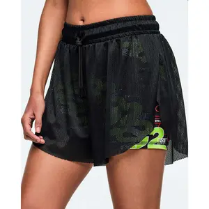 Zumba 25 Mesh Double Layer Skort with 3 1/2" Inseam Flowy Mesh Outer Short & Printed Biker Short Inner Layer Z1B000886