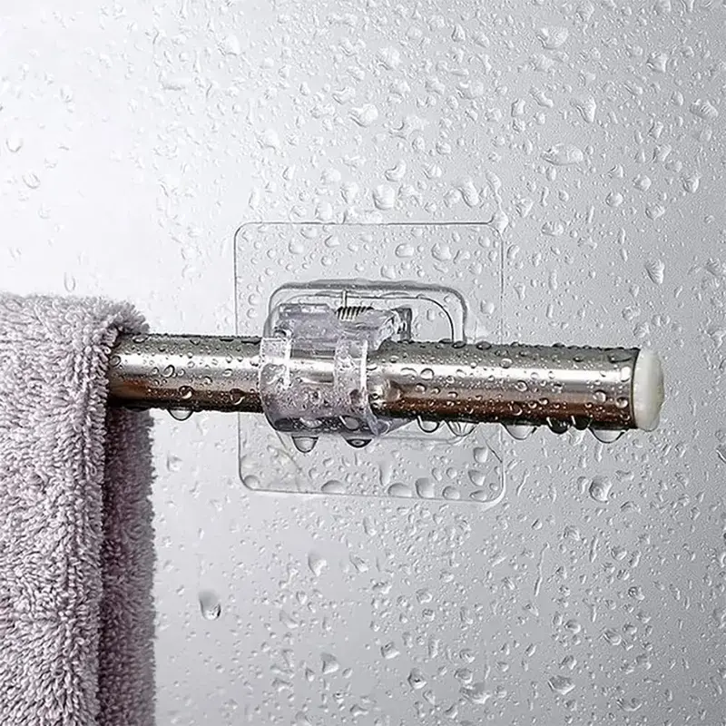 Self-Adhesive Adjustable Hook,Drill-Free Curtain Rod Holder,Wall Mount Fixed Clip Hanger Rack 1-2cm Diameter Wall Mountable (8pcs/12pcs)