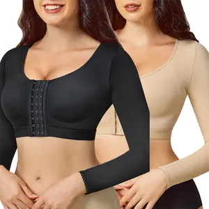 Arm Shaper for Women Post Surgery Push Up Bra Compression Long Sleeves Corset Corrector Front Closu