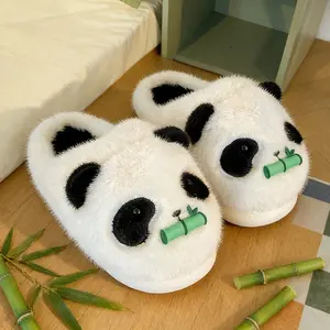 Bamboo-Loving Panda Slippers | Cute Plush Home Footwear | Playful Indoor Gift