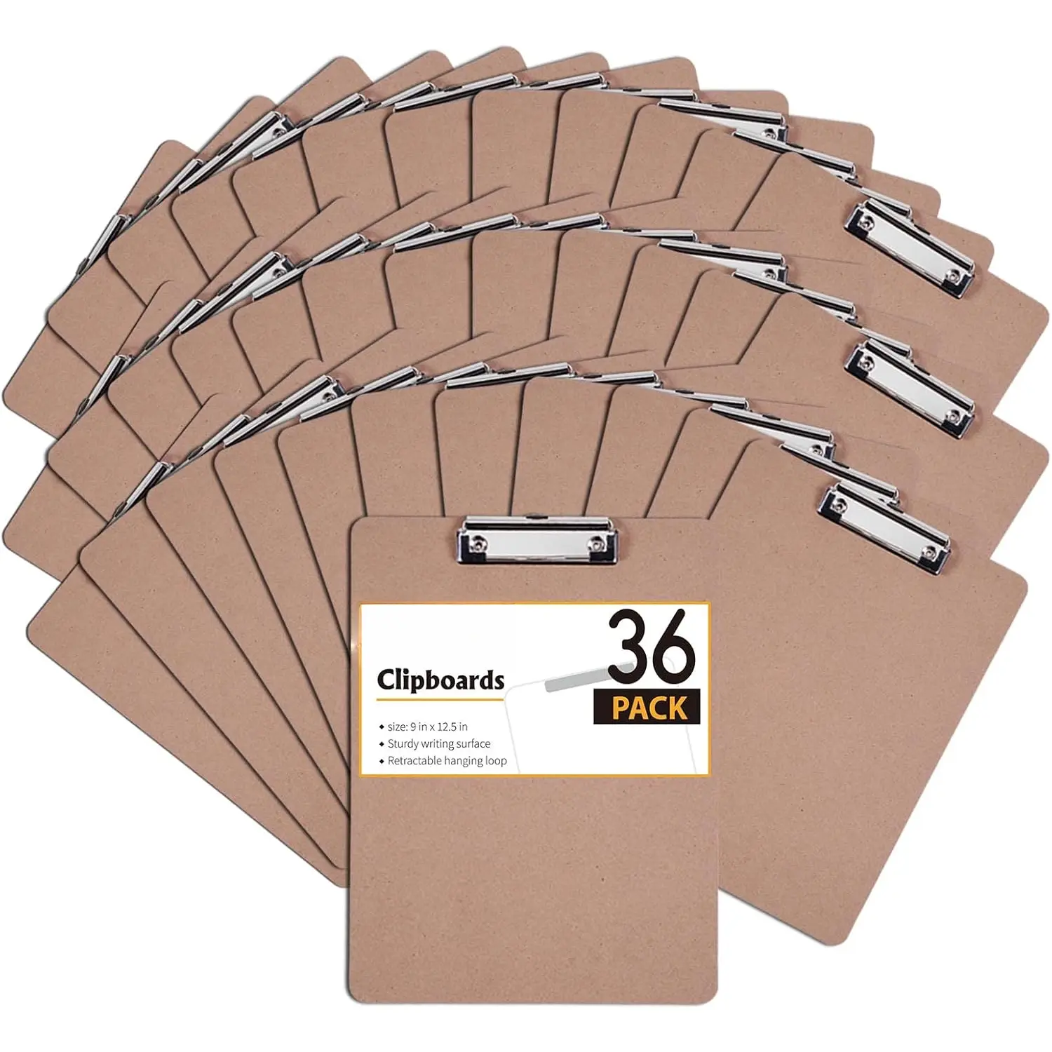 Clipboards Bulk,  36 Pack Letter Size  Clipboards, Low Profile Clip, Recycled Hardboard Clipboard with Hang for School Classroom Home