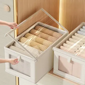 Windowed Storage Box with a Lid for Organizing Clothes at Home, Thickened And Enlarged Clothing Storage, Multi-functional, Versatile Organizer, Durable Storage Organizer, Quilt Organizer, Bedroom Organizer, Underbed Organizer