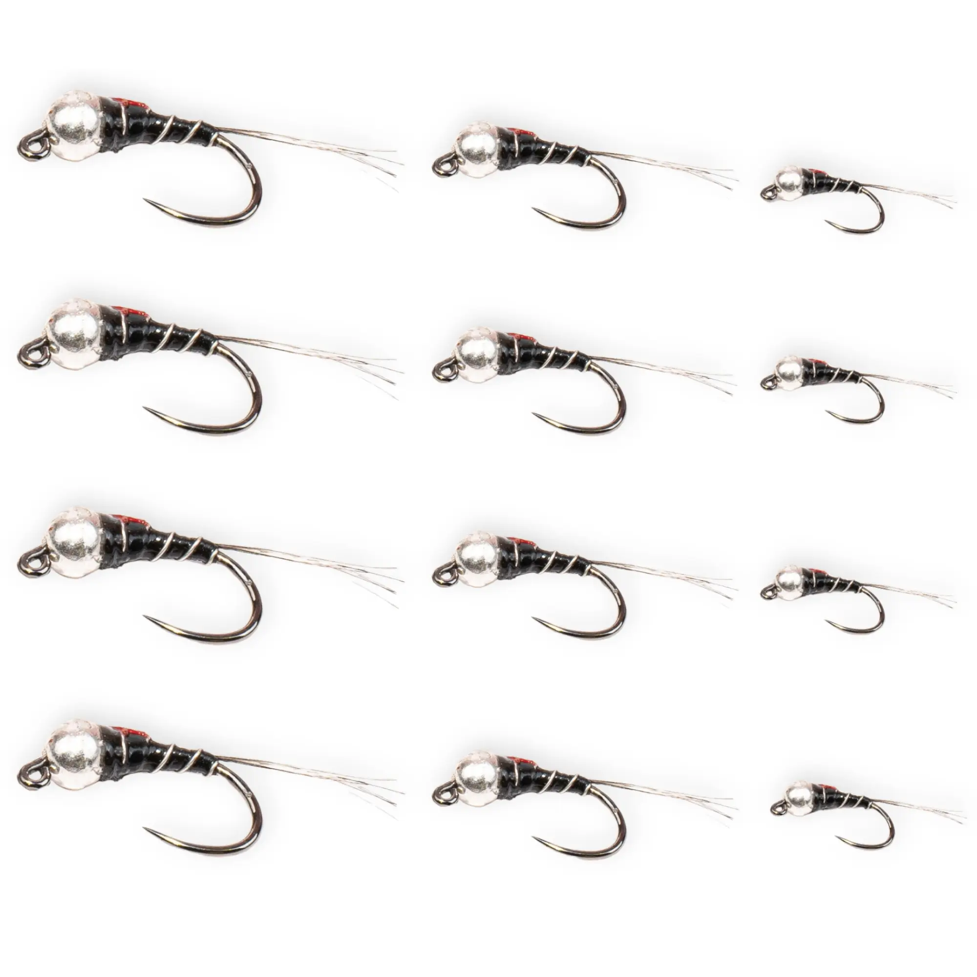 Floating Feather Supply Red Black Perdigon Fly 12 Pack – Euro Nymph Trout Size 14-18
