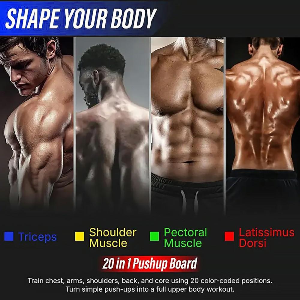 5-in-1 Push Up Board Training Set Portable Home Gym Equipment for Chest & Full-Body Strength Training Foldable Pushup Board with Resistance Bands for Men Women Fitness Addicts