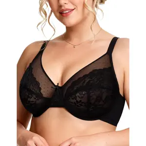 Minimizer Bras for Women Full Coverage Underwire Supportive Bra Plus Size Lift Unlined Lace Bralette for Large Bust