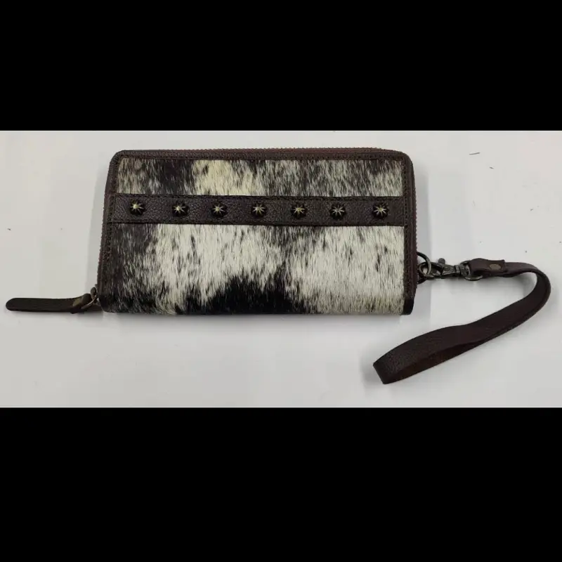 Black and white cowhide wallet