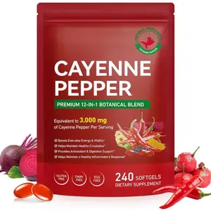 Cayenne Pepper Softgels Supplement | 12-in-1 3000mg per Serving with Vitamins D3, K2 & E | Supports Healthy Circulation & Daily Energy | Features Hawthorn, Beetroot & Turmeric | 240 Capsules