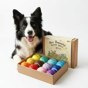 gogout Squeaky Fetch Balls for Dogs, Rainbow Pack Multicolor Dog Tennis Balls, 12 Count, Gift-Ready Set