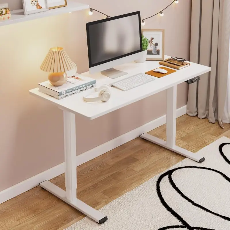 79 x 32 Inch Dual Motor Standing Desk, Computer Desk with Memory Controller, Home Office Desk with Splice Board (White Frame + 79" White Desktop, 2 Packages)