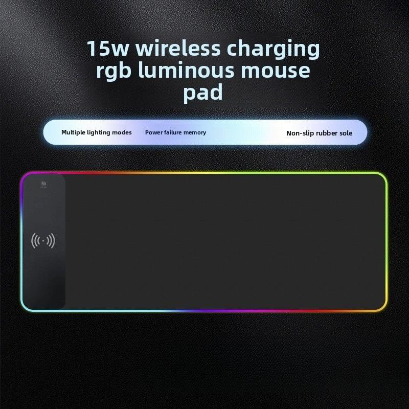 XXL Gaming Mouse Pad with Magnetic Wireless Charging, RGB Black Mousepad Desk Mat with 15W Fast Charger, Waterproof Laptop Writing for Office, Home, Gaming Desktop Accessory