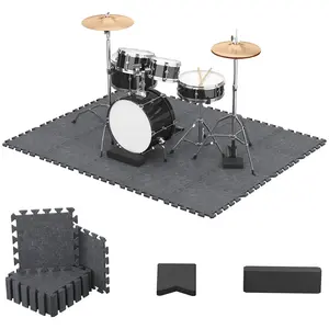 TONOR 20PCS Drum Mat Set with Soundproof Carpet, Thick Sound Absorbing Panel, Non-Slip Bottom & Bass Anchor for Electric Drum Set