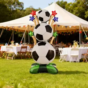 Football Trophy Balloon Decoration, Soccer Theme Birthday Party Supplies, Helium Filled Hanging Ornament with Cup Base