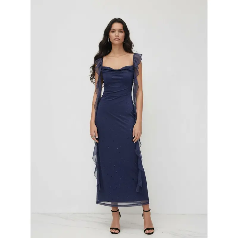 formal glitter cowl neck dress - TikTok Shop