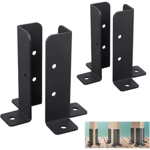 Outdoors & sports 4Pcs Adjustable Deck Post Anchor Base Brackets Fit 1.5x1.5,2x2,2x4,4x4 Post,Heavy Duty Reversible Wood Fence Post Base Brackets kit for Pergola Railing Mailbox