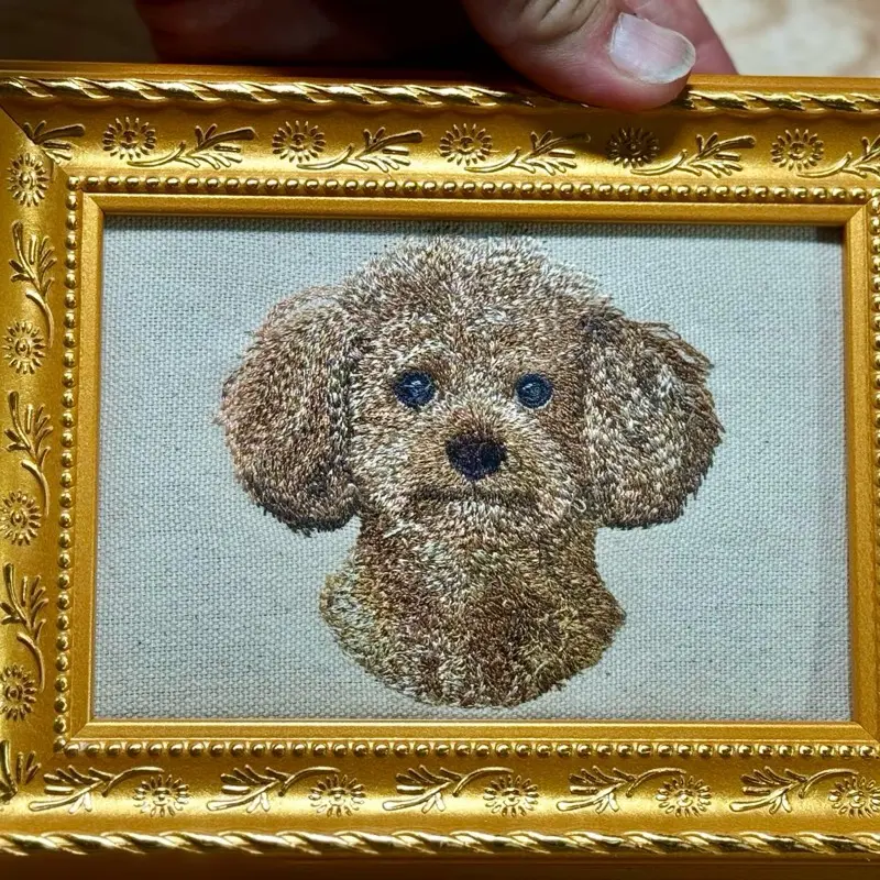 Mini Golden Doodle Poodle Mix dog Machine Embroidered and Framed!  Unique Canine Charm Tabletop Decor for Home or Office! Other Designs and Breeds Available!