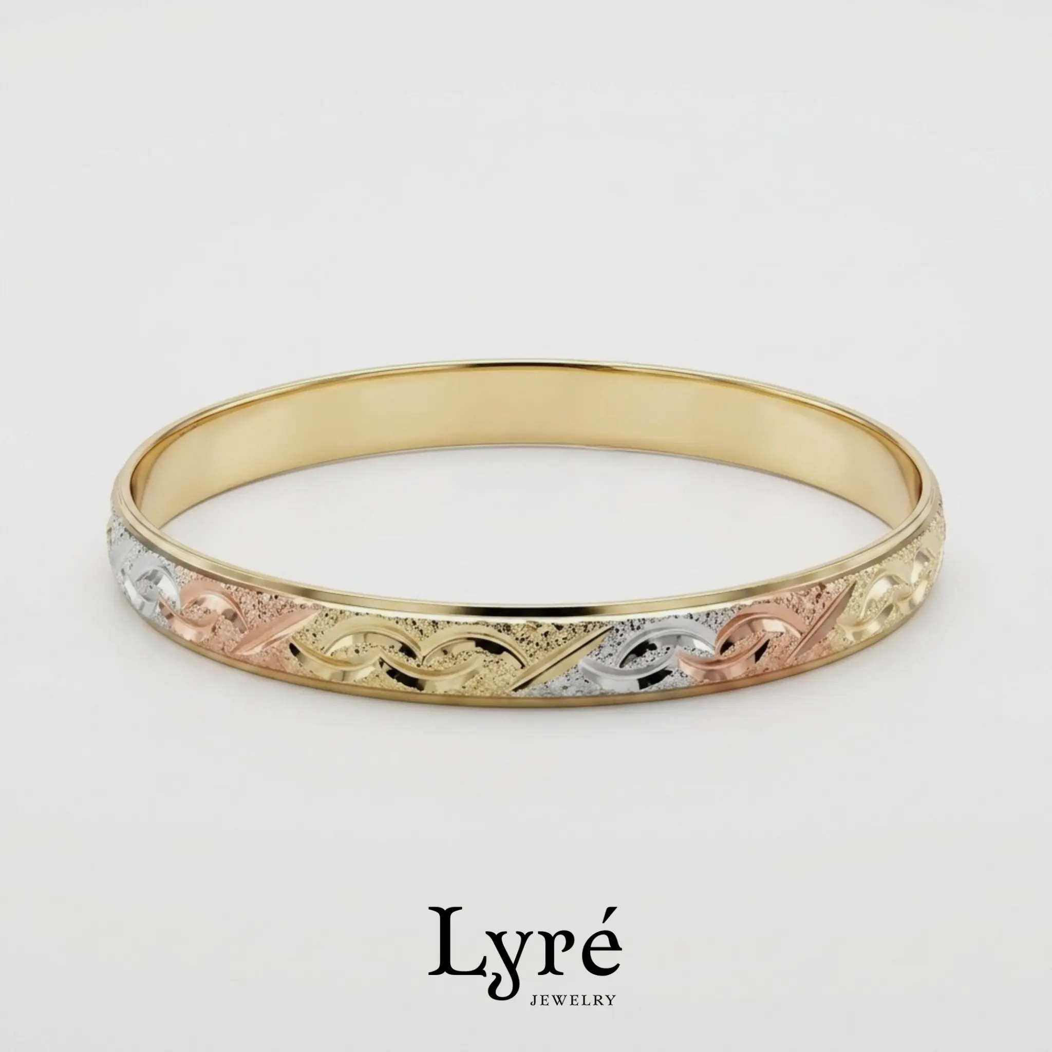 Soraya Tri-Tone Moroccan Laser Cut Bangle | BNG013