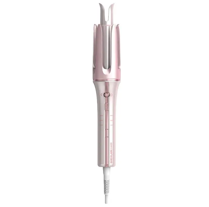 SHEGLAM Pink Curling Iron Automatic Gift for Woman (Pink, 1.25 inch) Cupid's Charm One-Touch Instant Curler
