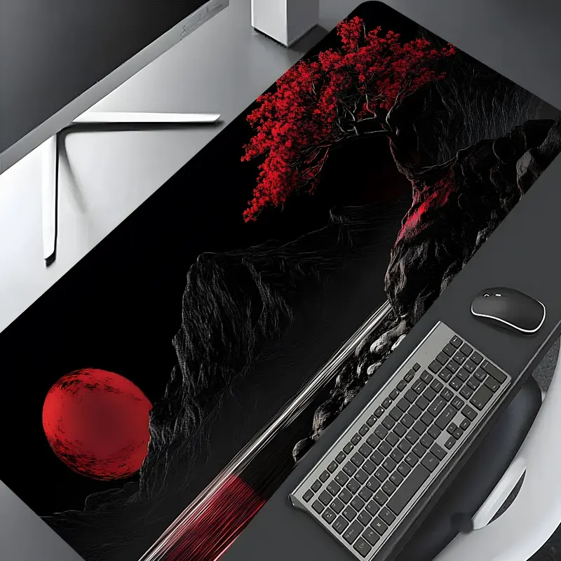 Japanese Moon Large Gaming Mouse Pad,Aesthetic Desktop Drotection Pad,Washable Rubber Pad Non-Slip Lock Edge Multi-Size Mouse Pad Gaming Desk Accessory Office Accessories Computer Desk Accessories Suitable For Home Office,Good Gift for Family and friends