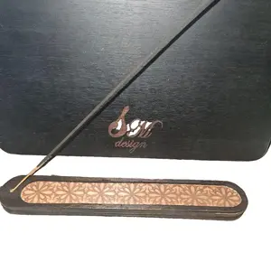 Wood Engraved Incense Burner by Design - Natural Wooden Incense Holder with Engraved Detailing